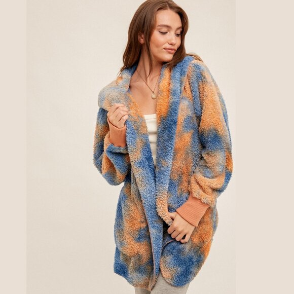 NEW Boutique Hooded Boho Teddy Jacket Cozy Sherpa Fleece Weekend Furry Soft Warm - Picture 2 of 6